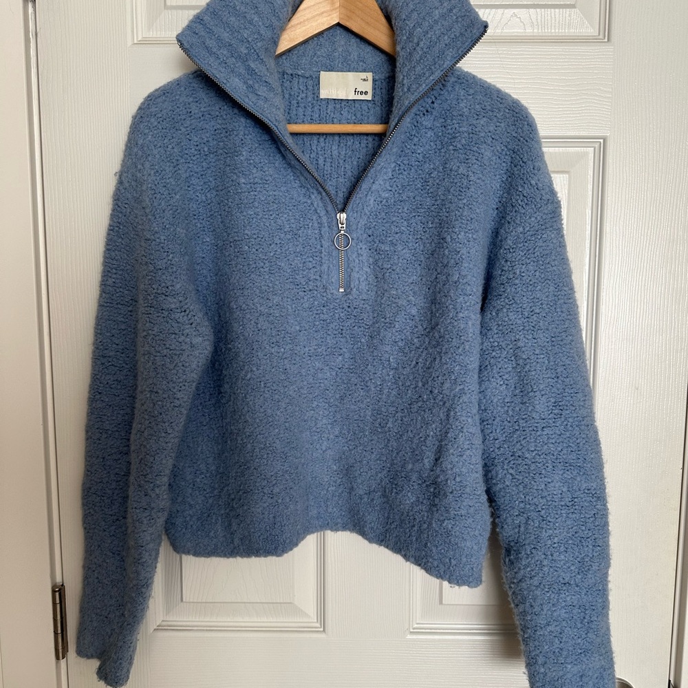 Aritzia Wilfred 1/4 Zip Blue Sweater